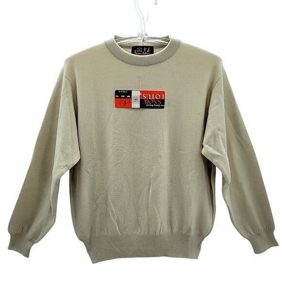 Snow Lotus Vintage Green Cashmere Crew Neck Classic‎ Sweater Top - Picture 1 of 13